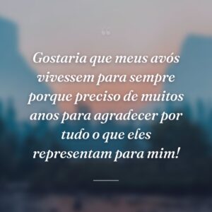 Gostaria que meus avós vivessem para sempre porque preciso de muitos anos para agradecer por tudo o que eles representam para mim!