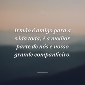 Irmão é amigo para a vida toda, é a melhor parte de nós e nosso grande companheiro.