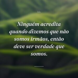 Ninguém acredita quando dizemos que não somos irmãos, então deve ser verdade que somos.