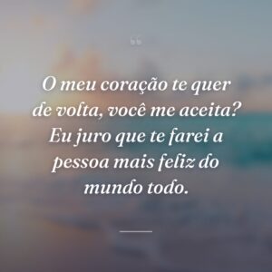 O meu coração te quer de volta, você me aceita? Eu juro que te farei a pessoa mais feliz do mundo todo.