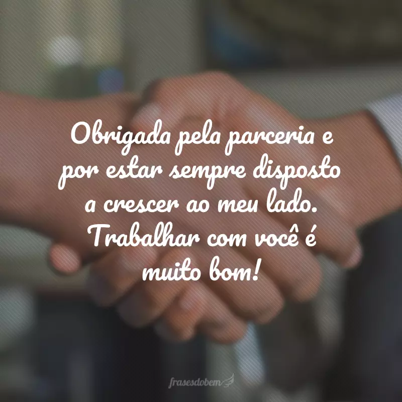 Obrigada pela parceria e por estar sempre disposto a crescer ao meu lado. Trabalhar com você é muito bom!