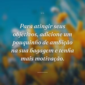 Para atingir seus objetivos, adicione um pouquinho de ambição na sua bagagem e tenha mais motivação.