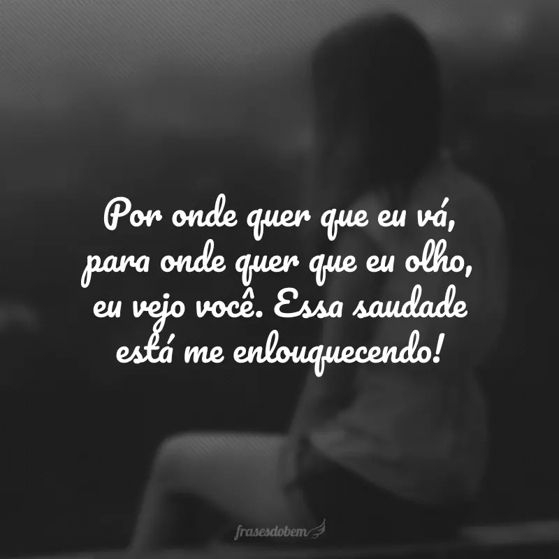 Por onde quer que eu vá, para onde quer que eu olho, eu vejo você. Essa saudade está me enlouquecendo!