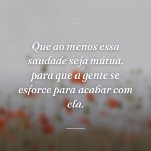 Que ao menos essa saudade seja mútua, para que a gente se esforce para acabar com ela.
