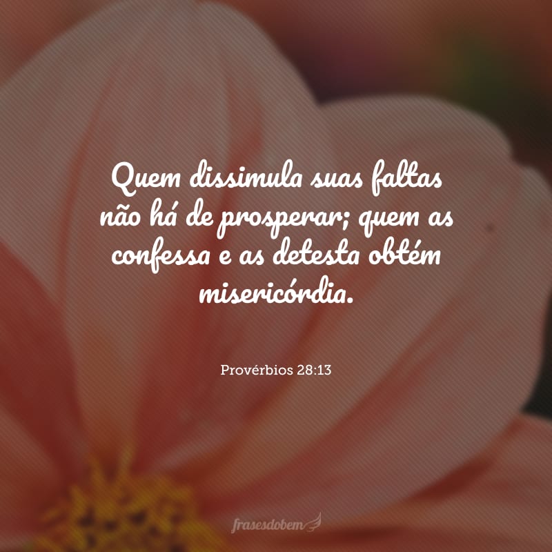 Quem dissimula suas faltas não há de prosperar; quem as confessa e as detesta obtém misericórdia.