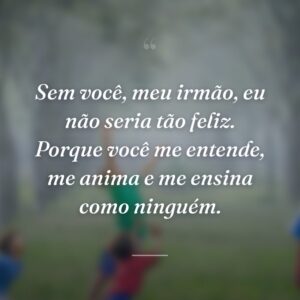 Sem você, meu irmão, eu não seria tão feliz. Porque você me entende, me anima e me ensina como ninguém.