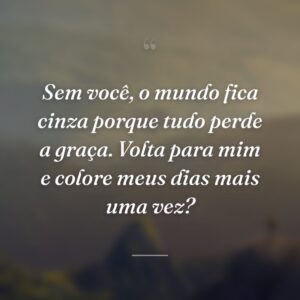 Sem você, o mundo fica cinza porque tudo perde a graça. Volta para mim e colore meus dias mais uma vez?