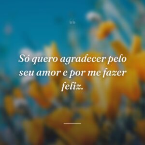 Só quero agradecer pelo seu amor e por me fazer feliz.
