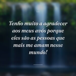 Tenho muito a agradecer aos meus avós porque eles são as pessoas que mais me amam nesse mundo!