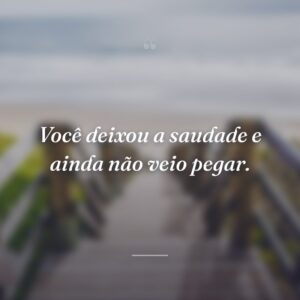Você deixou a saudade e ainda não veio pegar.