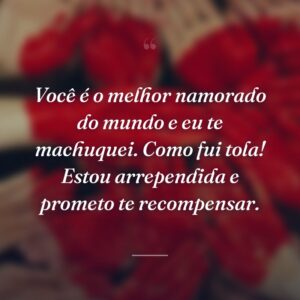 Você é o melhor namorado do mundo e eu te machuquei. Como fui tola! Estou arrependida e prometo te recompensar.