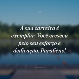 A sua carreira é exemplar. Você cresceu pelo seu esforço e dedicação. Parabéns!