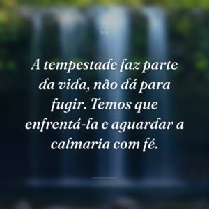 A tempestade faz parte da vida, não dá para fugir. Temos que enfrentá-la e aguardar a calmaria com fé.