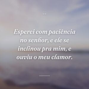 Esperei com paciência no senhor, e ele se inclinou pra mim, e ouviu o meu clamor.