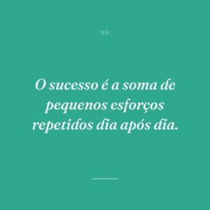 O sucesso é a soma de pequenos esforços repetidos dia após dia.
