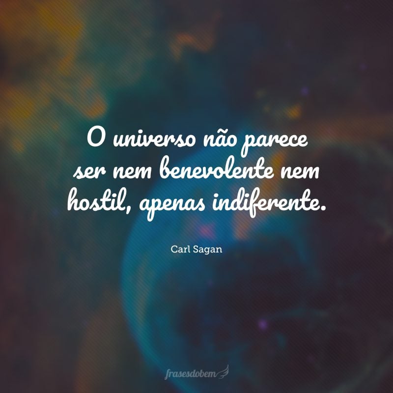 O universo não parece ser nem benevolente nem hostil, apenas indiferente.