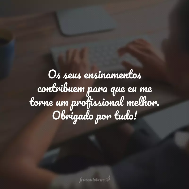 Os seus ensinamentos contribuem para que eu me torne um profissional melhor. Obrigado por tudo!