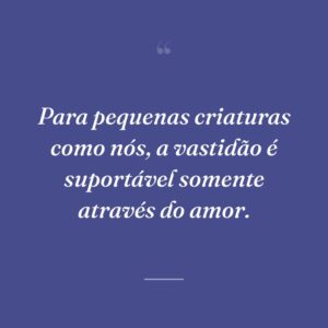 Para pequenas criaturas como nós, a vastidão é suportável somente através do amor.
