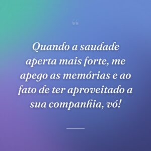 Quando a saudade aperta mais forte, me apego as memórias e ao fato de ter aproveitado a sua companhia, vó!