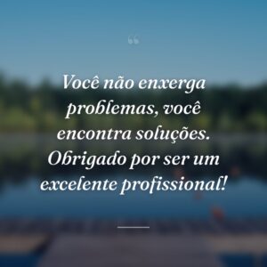 Você não enxerga problemas, você encontra soluções. Obrigado por ser um excelente profissional!