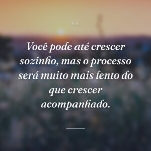 Você pode até crescer sozinho, mas o processo será muito mais lento do que crescer acompanhado.