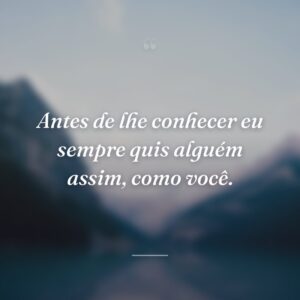 Antes de lhe conhecer eu sempre quis alguém assim, como você.