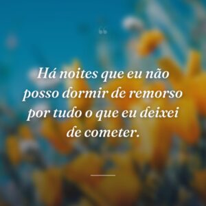 Há noites que eu não posso dormir de remorso por tudo o que eu deixei de cometer.