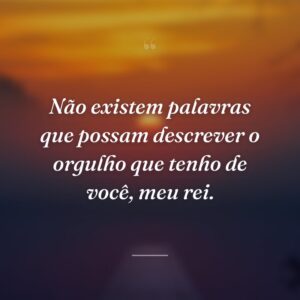 Não existem palavras que possam descrever o orgulho que tenho de você, meu rei.