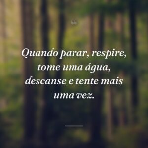 Quando parar, respire, tome uma água, descanse e tente mais uma vez.
