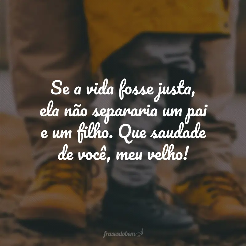 Se a vida fosse justa, ela não separaria um pai e um filho. Que saudade de você, meu velho!