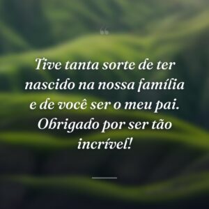 Tive tanta sorte de ter nascido na nossa família e de você ser o meu pai. Obrigado por ser tão incrível!