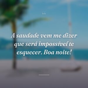 A saudade vem me dizer que será impossível te esquecer. Boa noite!