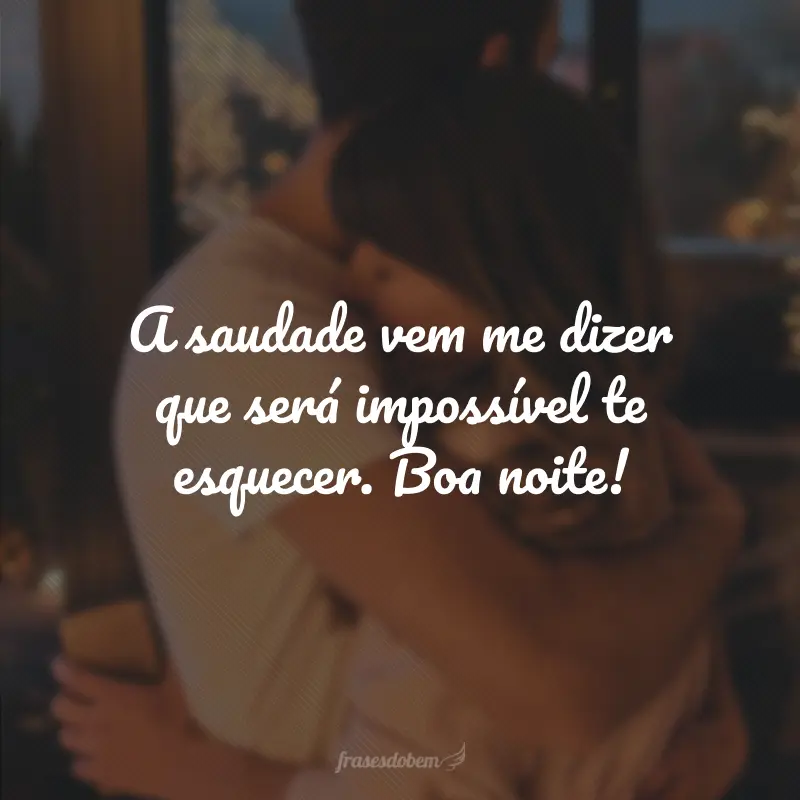 A saudade vem me dizer que será impossível te esquecer. Boa noite!