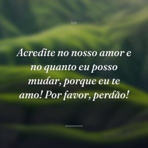 Acredite no nosso amor e no quanto eu posso mudar, porque eu te amo! Por favor, perdão!