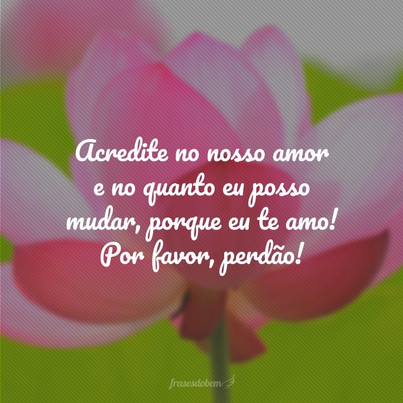 Acredite no nosso amor e no quanto eu posso mudar, porque eu te amo! Por favor, perdão!