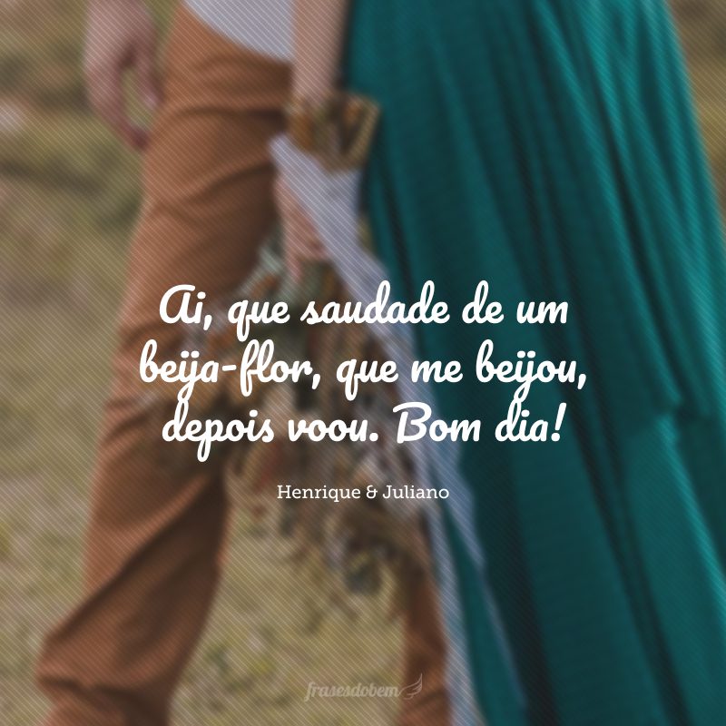 Ai, que saudade de um beija-flor, que me beijou, depois voou. Bom dia!