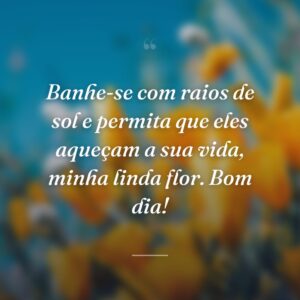 Banhe-se com raios de sol e permita que eles aqueçam a sua vida, minha linda flor. Bom dia!
