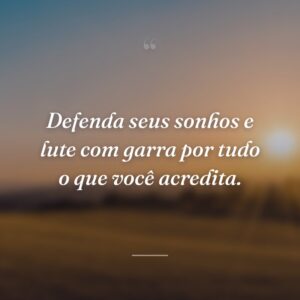 Defenda seus sonhos e lute com garra por tudo o que você acredita.