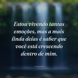 Estou vivendo tantas emoções, mas a mais linda delas é saber que você está crescendo dentro de mim.