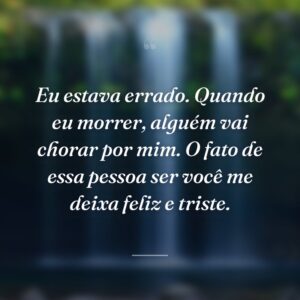 Eu estava errado. Quando eu morrer, alguém vai chorar por mim. O fato de essa pessoa ser você me deixa feliz e triste.