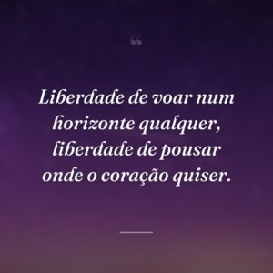 Liberdade de voar num horizonte qualquer, liberdade de pousar onde o coração quiser.