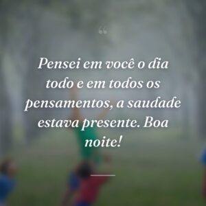 Pensei em você o dia todo e em todos os pensamentos, a saudade estava presente. Boa noite!