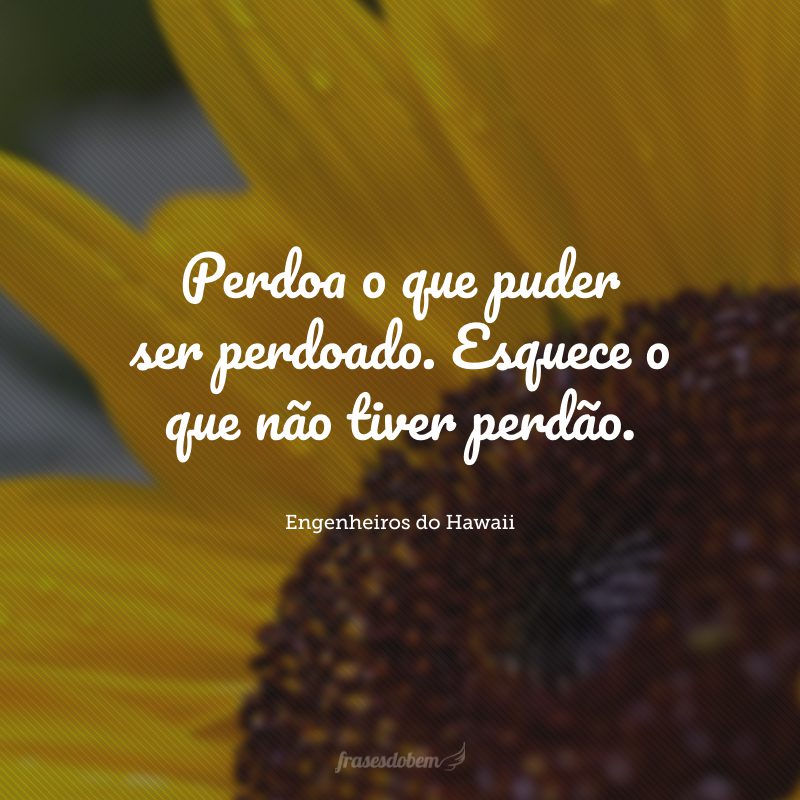 Perdoa o que puder ser perdoado. Esquece o que não tiver perdão.