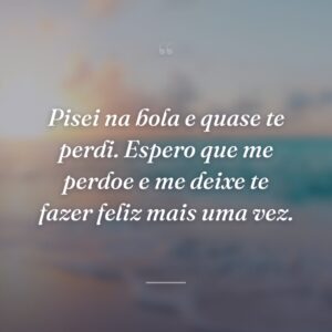 Pisei na bola e quase te perdi. Espero que me perdoe e me deixe te fazer feliz mais uma vez.