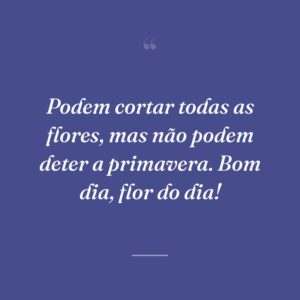 Podem cortar todas as flores, mas não podem deter a primavera. Bom dia, flor do dia!