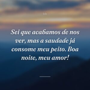 Sei que acabamos de nos ver, mas a saudade já consome meu peito. Boa noite, meu amor!