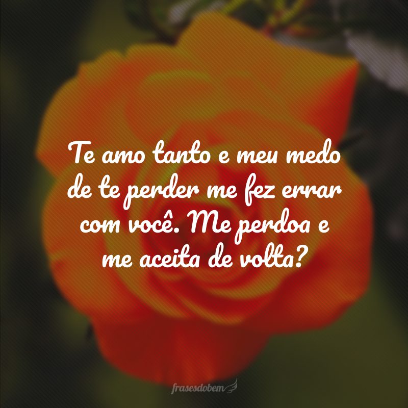 Te amo tanto e meu medo de te perder me fez errar com você. Me perdoa e me aceita de volta?