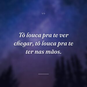 Tô louca pra te ver chegar, tô louca pra te ter nas mãos.