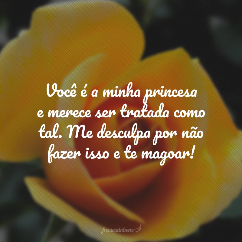 Você é a minha princesa e merece ser tratada como tal. Me desculpa por não fazer isso e te magoar!