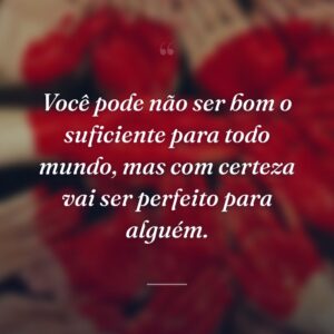 Você pode não ser bom o suficiente para todo mundo, mas com certeza vai ser perfeito para alguém.